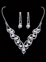 Perles Ensemble De Collier De Mariage En Argent Strass Ensemble De Bijoux Vintage Boucles Doreilles De Mariée Et Collier
