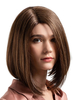 Perruque Cheveux Humain Brun Perruque Naturelle Femme Cheveux Raides Bob