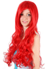 Perruque de carnaval rouge Ariel Full Volume Curl Perruque Déguisements Halloween
