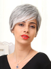 Perruque de cheveux humains de qualité gris claire coupe boyish dégradé mode