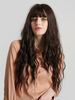 Perruque de cheveux longs Femme Blunt Bangs résistant à la chaleur perruques synthétiques