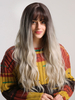 Perruque de cheveux longs Ombre Blunt Bangs résistant à la chaleur perruques synthétiques
