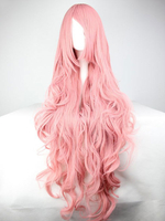 perruque de Hallowmas de Carnaval ébouriffée longue frisée Saumon Rose en fibre synthétique mode Perruques