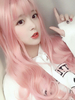 Perruque douce Lolita longue perruque de cheveux Lolita rose doux ébouriffé avec une frange Déguisements Halloween
