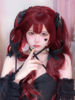 Perruque gothique lolita longue fibre résistante à la chaleur accessoires lolita bordeaux