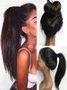 Perruque Lace Frontal Synthétique Perruques Femmes Perruque Longue Perruque Brun Foncé Chic Longue Fibre Résistant à la Chaleur