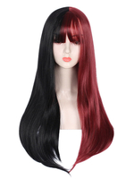 Perruque Lolita Classique Bloc de Couleur Noir Rouge Fibre Noire Accessoires Lolita