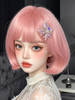Perruque Lolita de style ROCOCO rose courte en fibre résistante à la chaleur ébouriffée accessoires Lolita
