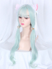Perruque Lolita Douce Fibre Bleu Pastel Fleurs Bouquets Accessoires Lolita