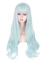 Perruque Lolita Douce Fleurs Fibre Bleu Pastel Accessoires Lolita