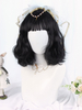 Perruque Lolita douce noire 30cm-35cm Frange en fibre résistante à la chaleur Accessoires Lolita