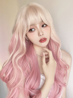 Perruque Lolita douce rose longue fibre résistante à la chaleur ébouriffée accessoires Lolita