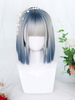Perruque Lolita Grise Bleue Courte Fibre Résistante à la Chaleur Accessoires Lolita Mignonne