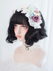Perruque Lolita Noire Perruque Blond Bang Full Volume Curl Ébouriffé Lolita Court Déguisements Halloween