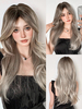 Perruque longue femme gris clair résistante à la chaleur élégante ébouriffée longue