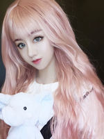 Perruque longue Lolita en fibre résistante à la chaleur avec des cheveux Lolita rose doux Déguisements Halloween