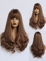 Perruque longue pour femme brun clair boucles aux extrémités rayonne décontractée couches longues perruques synthétiques