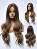 Perruque longue pour femme brun clair bouclés rayonne Chic perruques longues synthétiques ébouriffées