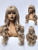 Perruque longue pour femme brun clair vague de corps rayonne classique longue perruques synthétiques ébouriffées