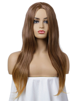 Perruque Longue Pour Femme Café Marron Bouclés Fibre Résistante À La Chaleur Chic Ébouriffé Longues Perruques Synthétiques