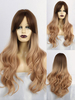 Perruque longue pour femme Light Gold Center Parting Rayon Classic Layered Long Synthetic Wigs