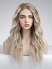 Perruque longue pour femme perruque synthétique longue et bouclée en fibre résistante à la chaleur couleur or clair