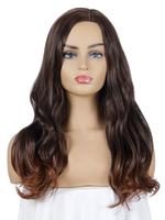Perruque Longue Pour Femme Tan Bouclés Fibre Résistante À La Chaleur Chic Ébouriffé Longues Perruques Synthétiques