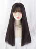 Perruque Mignonne Longue Noire Frange Accessoires Lolita