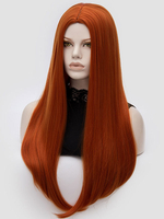 perruque pour Hallowmas de fêtes dégradé 22 inches droite blanche Orange rouge en fibre synthétique filet de plastique mode Perruques