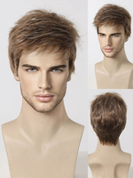 Perruque Pour Homme Brune Foncé Droite Courte Accessoire Naturelle Cosplay