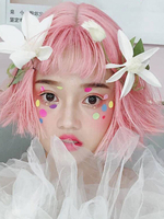 Perruque rose Lolita courte en fibre résistante à la chaleur pour cheveux Lolita Déguisements Halloween