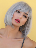 Perruque synthétique argent Bobs Rayon ébouriffé courte