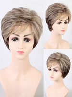 Perruque synthétique Beige droite rayonne ébouriffée courte fille courte perruque pour femme
