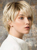 Perruque Synthétique Courte Femme avec Frange Invisible Prothèse Capillaire Frisée Or Clair