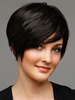 Perruque Synthétique Courte Femme Invisible Perruques de Cheveux Humains Noir Raides