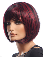 Perruque Synthétique Courte Femme Invisible Prothèse Capillaire Bordeaux Frisée BOB