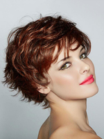 Perruque Synthétique Courte Femme Invisible Prothèse Capillaire Brun Acajou Frisée