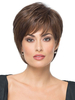 Perruque Synthétique Courte Femme Invisible Prothèse Capillaire Marron Foncé avec Franges Frisée