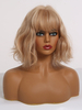 Perruque Synthétique Courtes Femme Invisible Prothèse Capillaire Blonde Frisée avec Franges