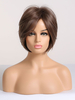 Perruque Synthétique Courtes Femme Invisible Prothèse Capillaire Brun Marron Frisée avec Franges