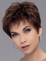 Perruque Synthétique Courtes Marron Perruques de Cheveux Humains Frisés avec Franges