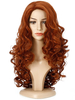 Perruque Synthétique Longue Femme Invisible Prothèse Capillaire Frisée Orange