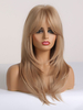 Perruque Synthétique Longues Femme Invisible Prothèse Capillaire Blonde Frisée avec Franges