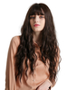 Perruque Synthétique Longues Femme Invisible Prothèse Capillaire Frisés avec Franges Marron Foncé