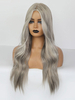 Perruque Synthétique Longues Femme Invisible Prothèse Capillaire Frisés Gris