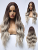 Perruque Synthétique Longues Femme Invisible Prothèse Capillaire Frisés Gris Ivoire