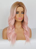 Perruque Synthétique Longues Femme Invisible Prothèse Capillaire Frisés Rosé Clair