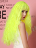 Perruque Synthétique Longues Femme Invisible Prothèse Capillaire Jaune Frisée avec Franges