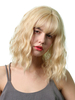 Perruques blondes synthétiques cheveux bouclés perruque avec une frange émoussée