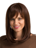Perruques de cheveux bruns femmes longues perruques de cheveux humains avec Bangs